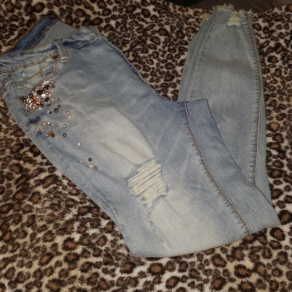 Light Wash Embellished Women's Jeans
